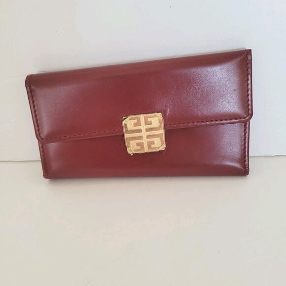 Givenchy 4 Key Hooks Holder Case Wallet Red Small Logo Leather Charm Vintage - Picture 1 of 10